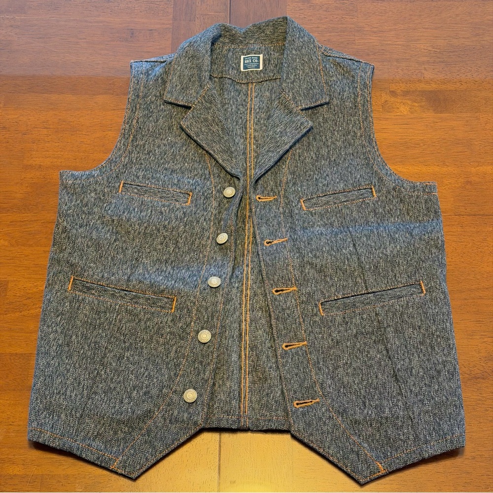 Sauce Zhan 15.5oz Raw Denim Vest Salt Pepper (Blue) Medium (38) BNWOT Deadstock